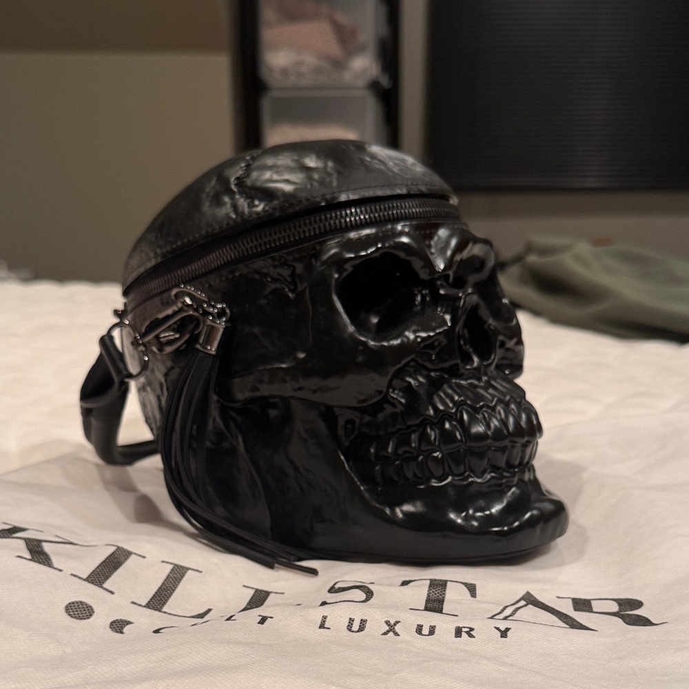 Killstar Glossy Black Skull Belt Bag